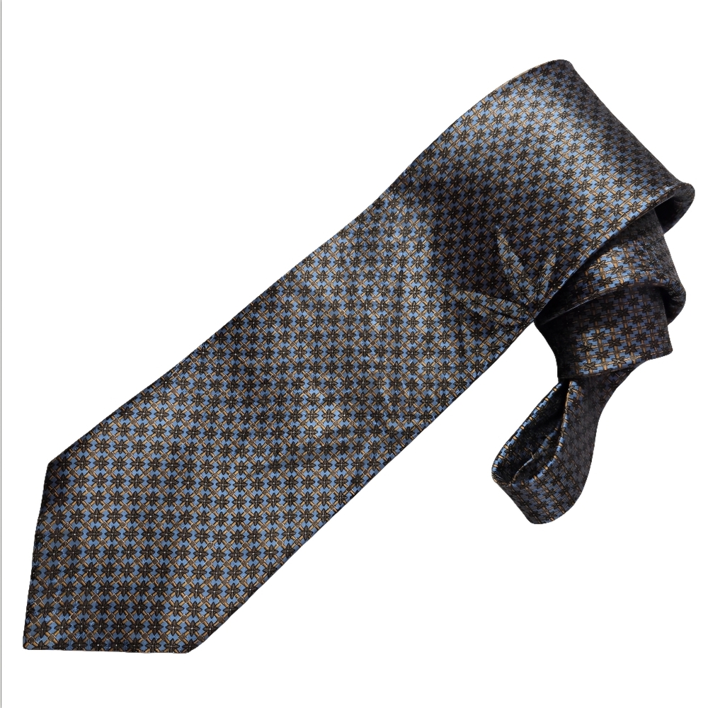 Brioni Silk Jacquard Tie Italy Iridescent Botanical Geometric Luxury Necktie XL